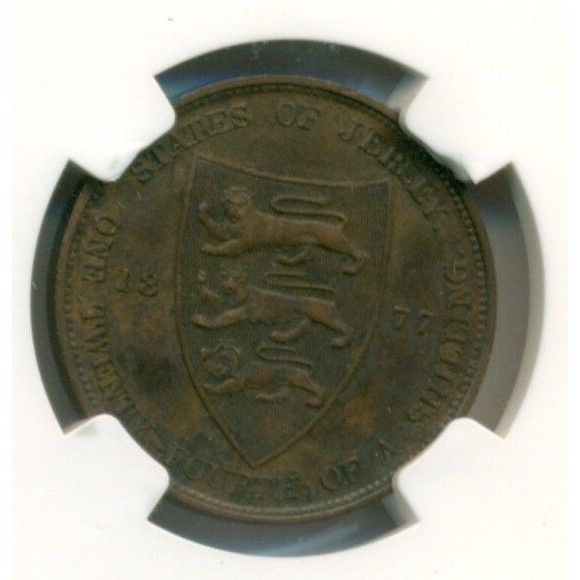 Jersey Victoria 1877 H 1/24 Shilling AU55 BN NGC - Picture 4 of 4